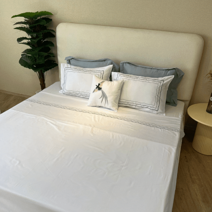 Parure de lit brodée 5 pièces pour l’hiver – douce, chaude et décorative