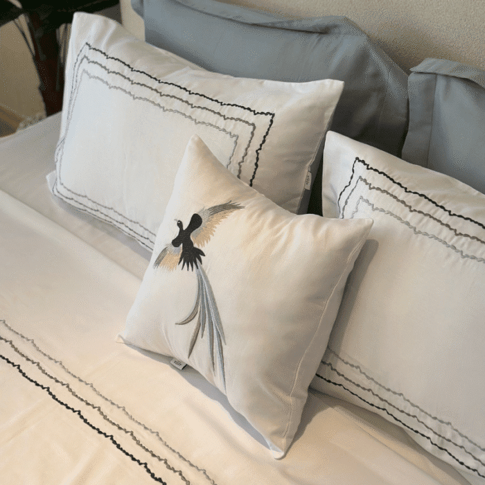 Parure de lit brodée 5 pièces pour l’hiver – douce, chaude et décorative