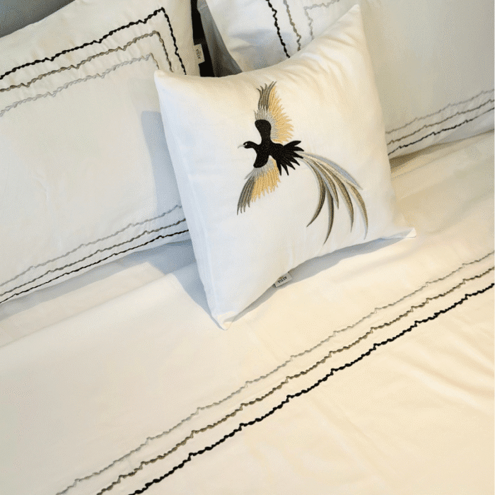 Parure de lit brodée 5 pièces pour l’hiver – douce, chaude et décorative
