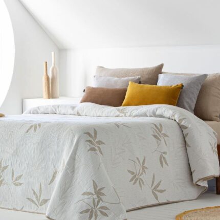 Jeté DAO 250x270 cm double face vert ou beige – Assia Home Tunisie