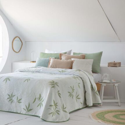 Jeté DAO 250x270 cm double face vert ou beige – Assia Home Tunisie