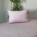 Parure Papillon Tunisie 3 pièces housse de drap et taie brodée rose