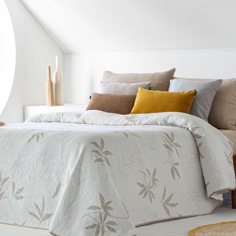 Jeté DAO 250x270 cm double face vert ou beige – Assia Home Tunisie