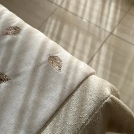 couvre lit feuille dorées 6 pièces brodé