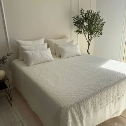 couvre lit dentelle dentella 7 pièces blanc élégant